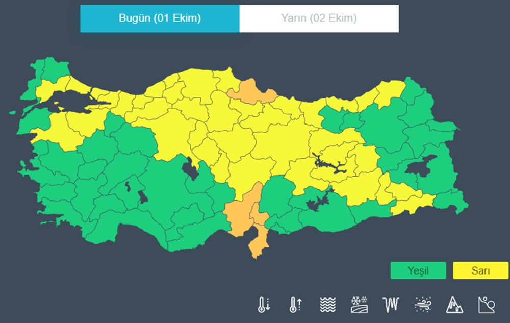 43 il için sarı ve turuncu kodlu uyarı (Bugün hava nasıl olacak?) - 5