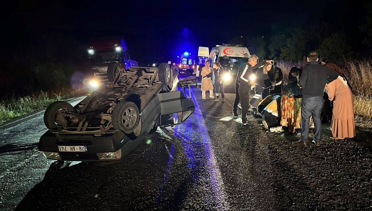 Takla atan araçta 1'i çocuk 4 yaralı