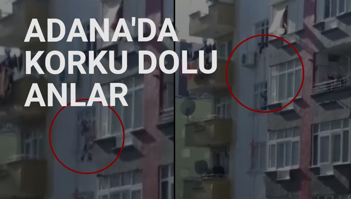 İskele çöktü, işçi havada asılı kaldı