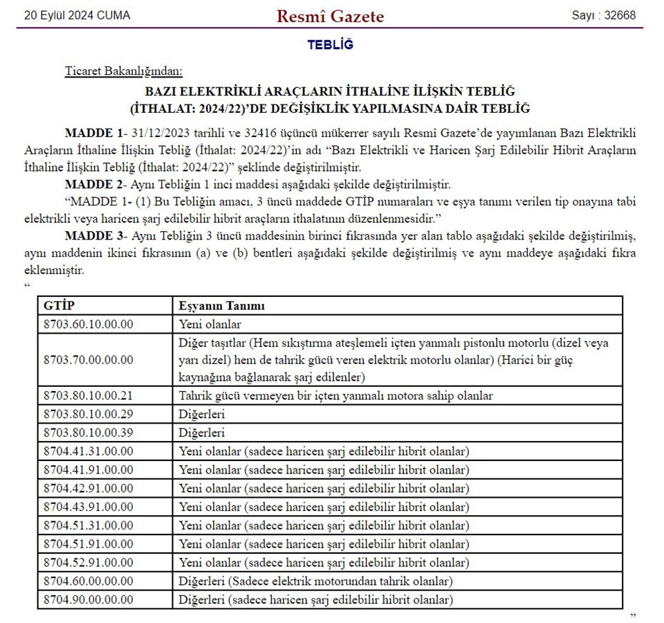 Elektrikli araç ithalatına düzenleme: Şarj edilebilir hibrit araçlara (PHEV) 7 bölgede 20 servis şartı - 1