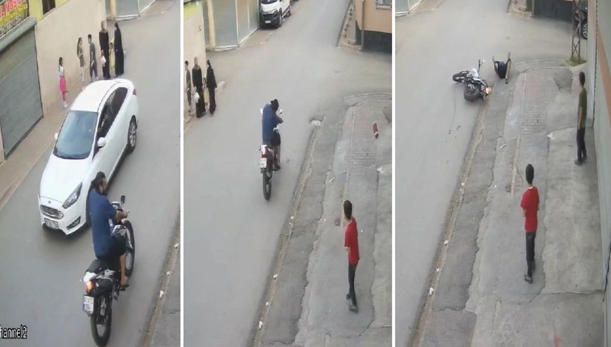 Motosikletlinin görünmez kazası: Başı uçurtmanın ipine takılınca düştü Motosikletlinin görünmez kazası: Başı uçurtmanın ipine takılınca düştü