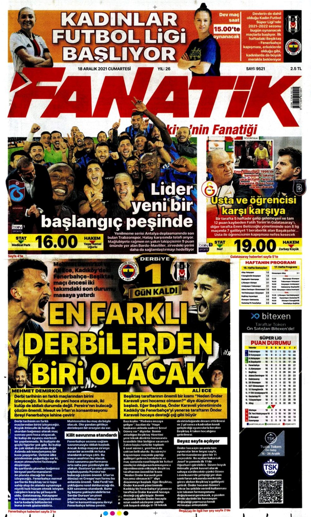 Günün spor manşetleri (18 Aralık 2021) - 3