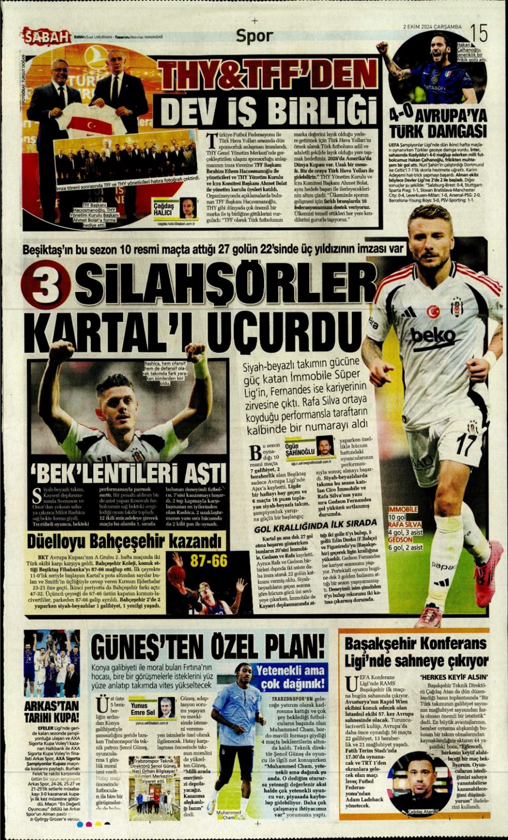 "Bir Mourinho klasiği" (2 Ekim 2024 spor manşetleri) - 8