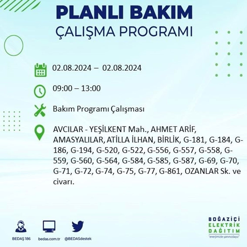 İstanbul'un 22 ilçesinde elektrik kesintisi: Elektrikler ne zaman gelecek? (2 Ağustos BEDAŞ kesinti programı) - 2