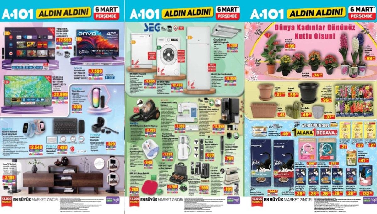 A101 6 Mart Aktüel Kataloğu yarın satışta: Perşembe günü televizyon çeşitleri, aspiratör, dikiş makinesi ve ütü satışta