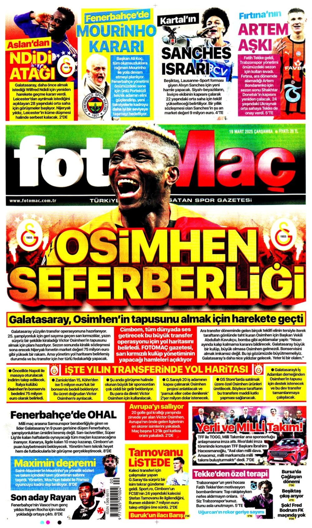 "Kayıtsız şartsız Mourinho" (19 Mart 2025 spor manşetleri) - 4