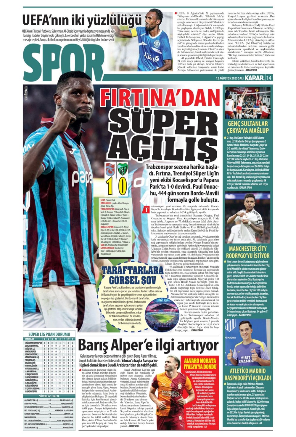 "Altyapıya Osimhen menüsü" (12 Ağustos spor manşetleri) - 11