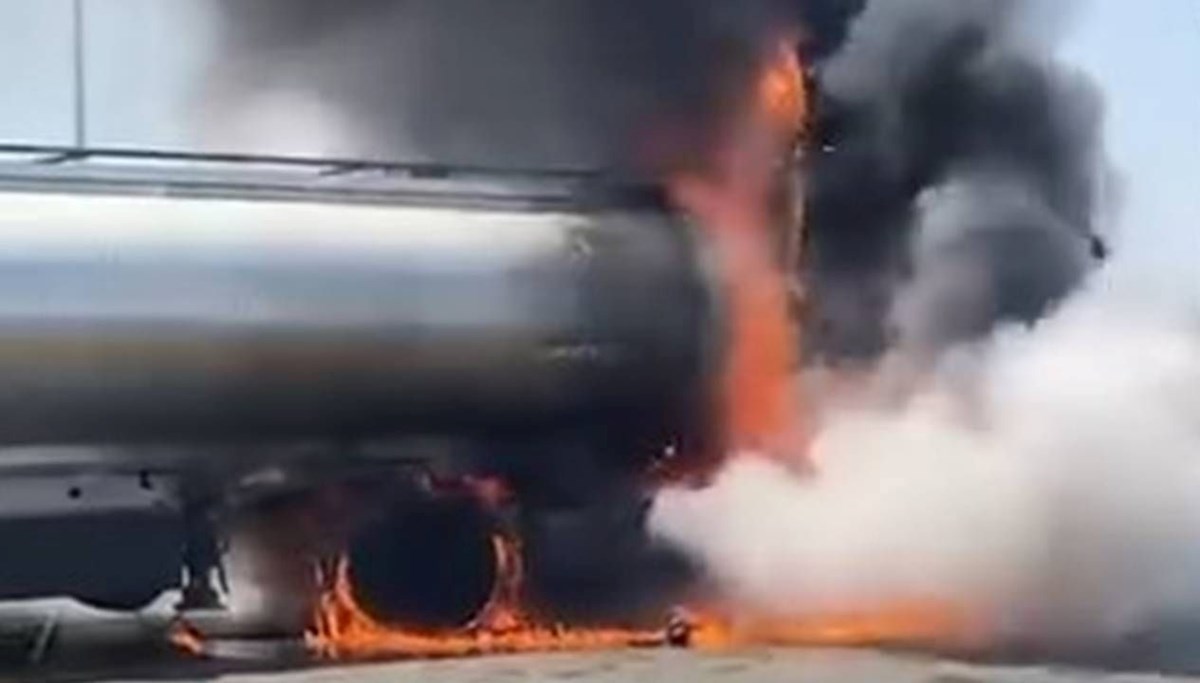 Akaryakıt yüklü tanker, alev aldı
