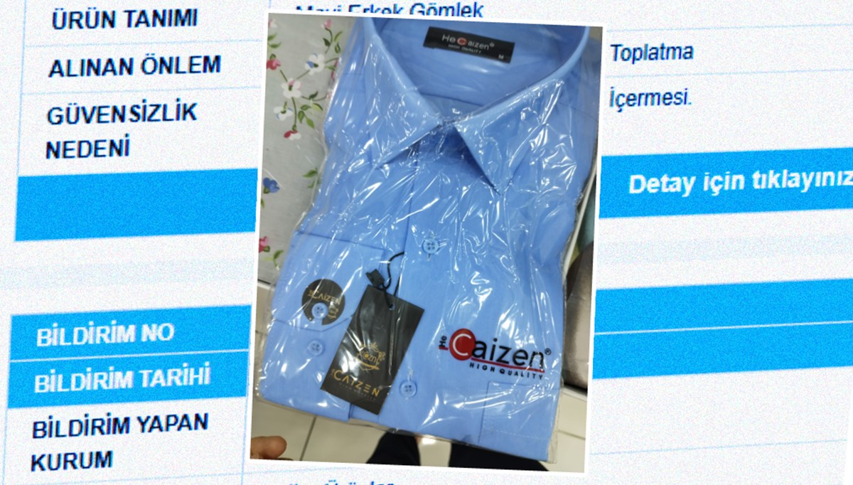 Ticaret Bakanlığı uyardı: Bu gömleği giymeyin! Ticaret Bakanlığı uyardı: Bu gömleği giymeyin!