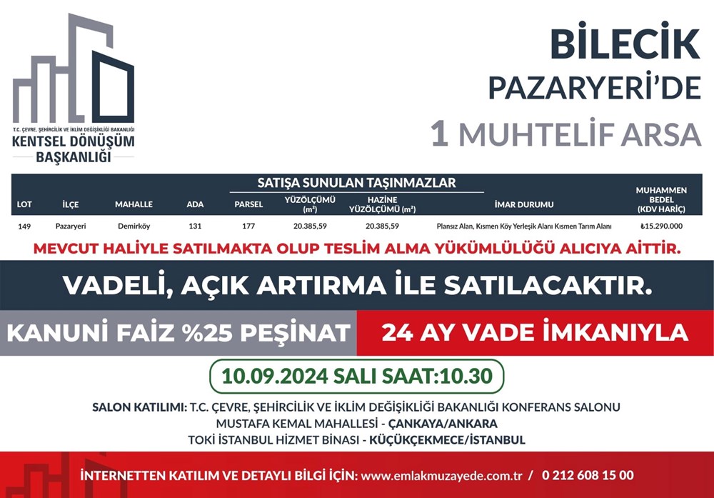 53 ilde 747 arsa bugün satışa çıkıyor: Hangi ilde, kaç arsa satışa çıkacak? Yüzde 25 peşin, 24 ay vade fırsatı (İl il satışa sunulan arsalar ve fiyat listesi) - 14