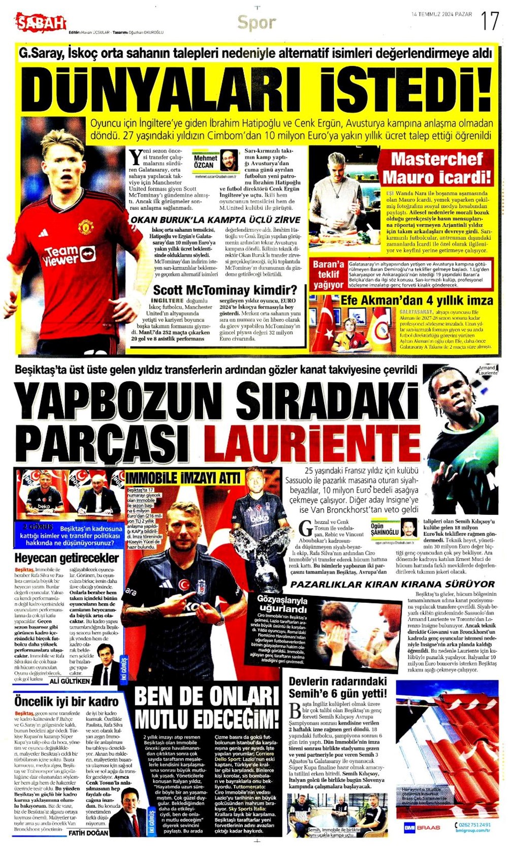 "Devlerle yarışa girdi: Hedef Felix" (14 Temmuz 2024 spor manşetleri) - 29
