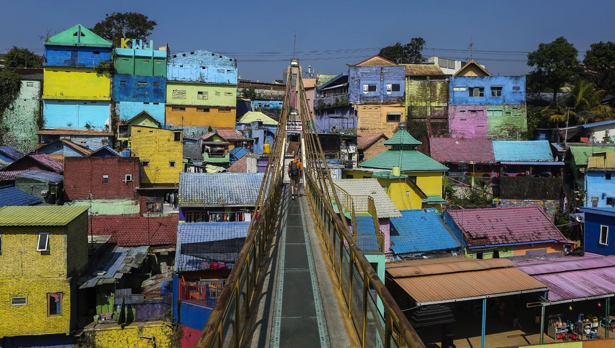 Endonezya'nın Malang kentindeki rengarenk evler