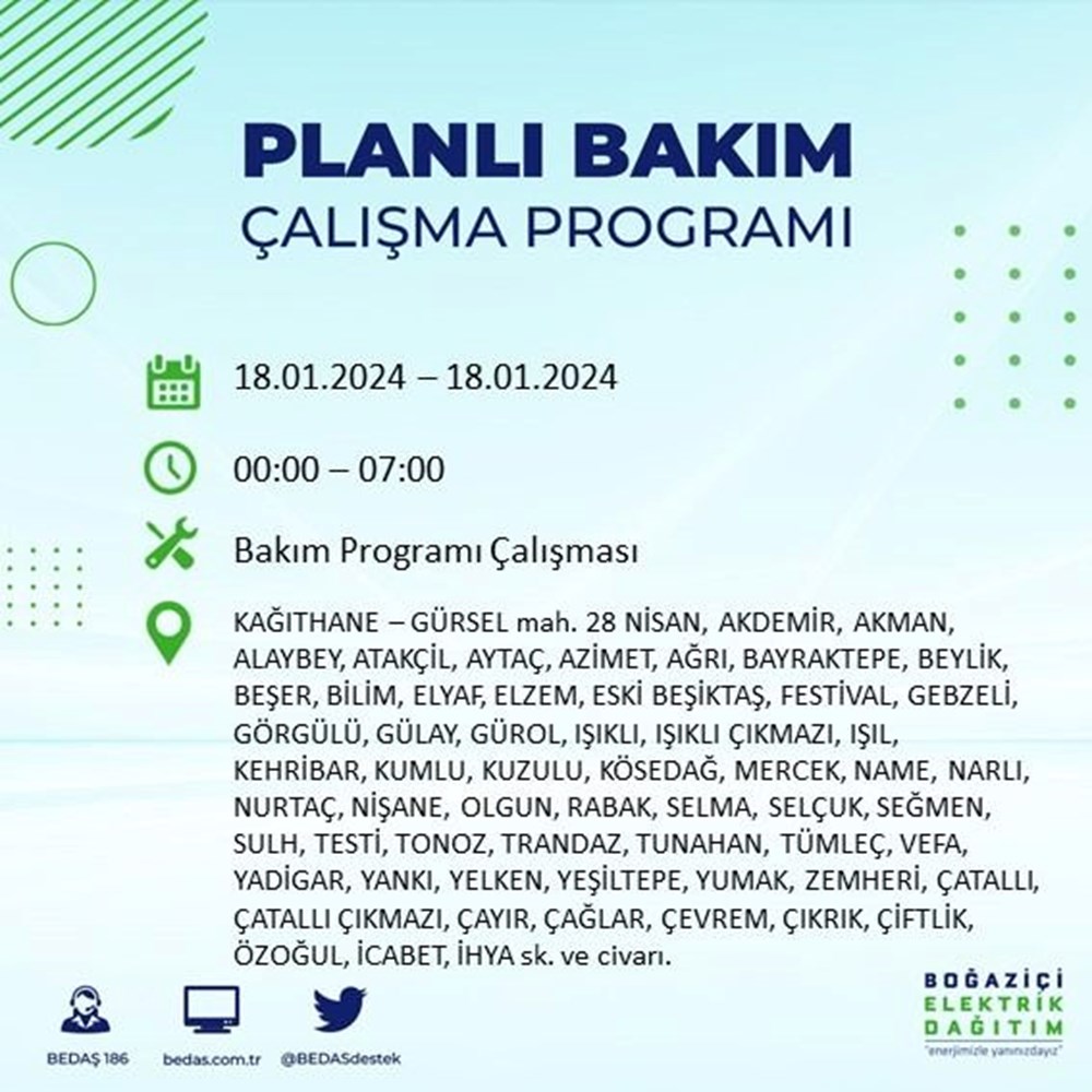 İstanbul'un 17 ilçesinde elektrik kesintisi: Elektrikler ne zaman gelecek? (18 Ocak BEDAŞ kesinti programı) - 33