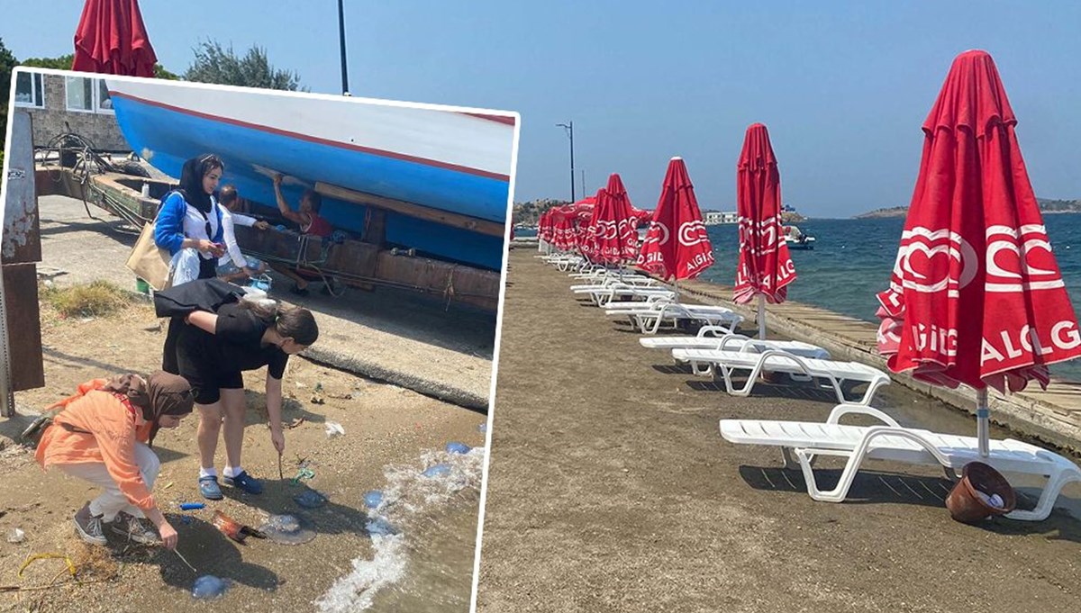 Foça’da denizanası yoğunluğu sürüyor | Plajlar boş kaldı