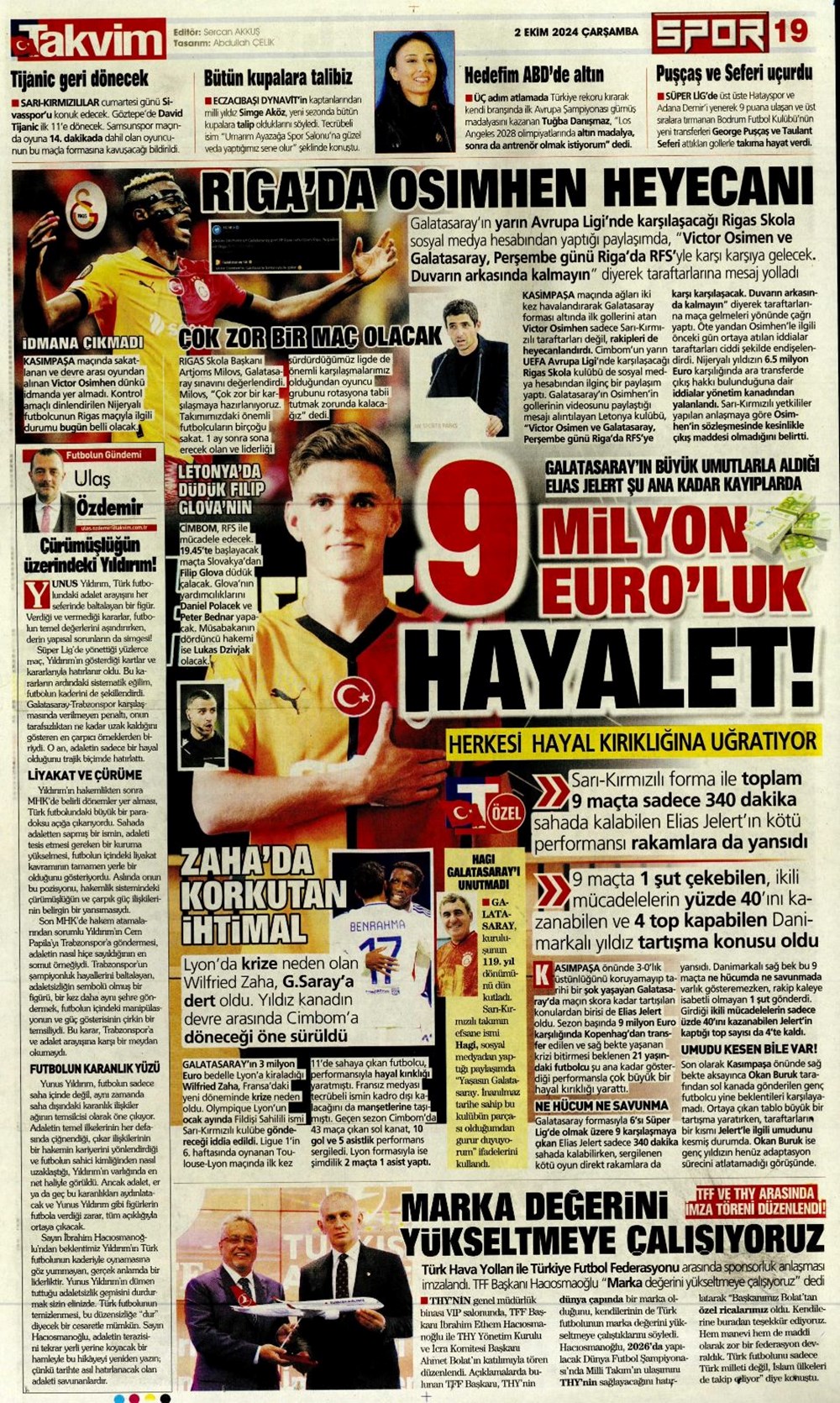 "Bir Mourinho klasiği" (2 Ekim 2024 spor manşetleri) - 14