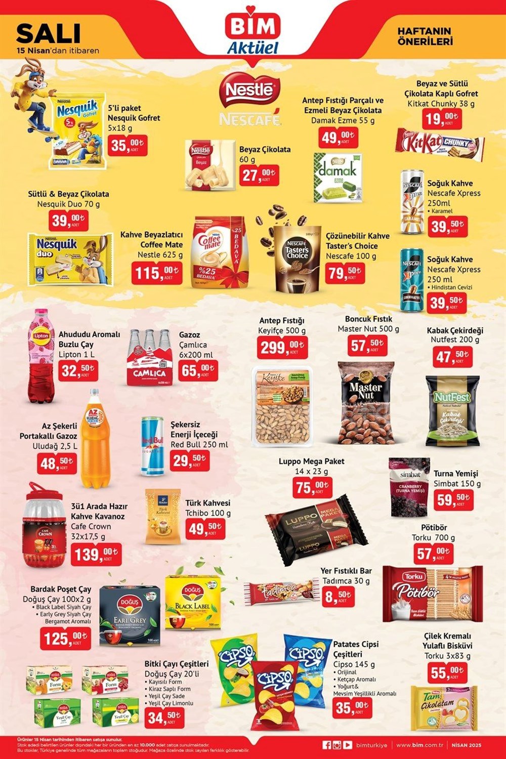 BİM market 15 Nisan aktüel kataloğu bu hafta satışta: Ayçiçek yağı, atıştırmalık eserler, saç spreyi, göz kalemi ve paklık eserleri indirimli geliyor 74 GbXFvaQkkUWrK2m8SXo93g