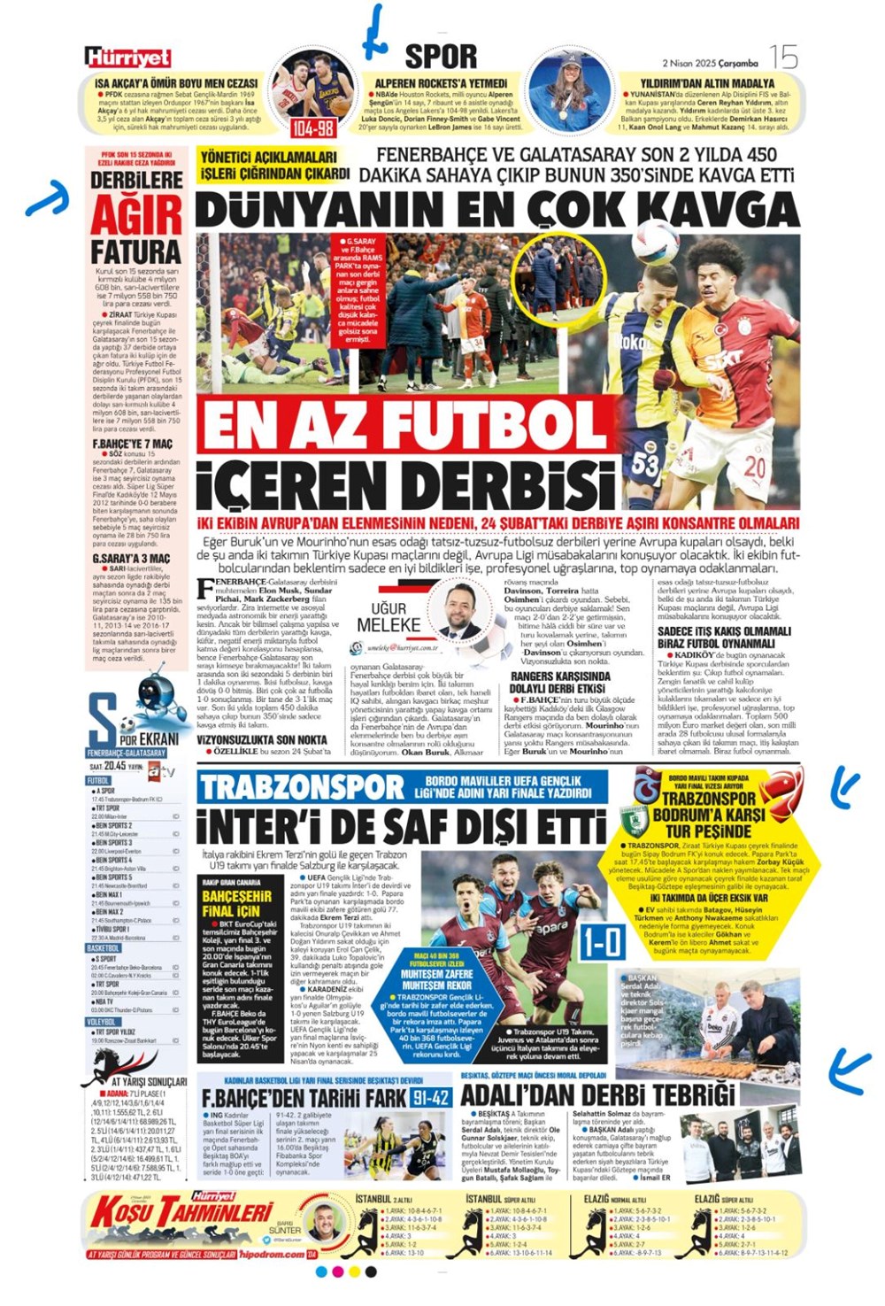 "Derbi bayramı" (2 Nisan 2025 spor manşetleri) - 17