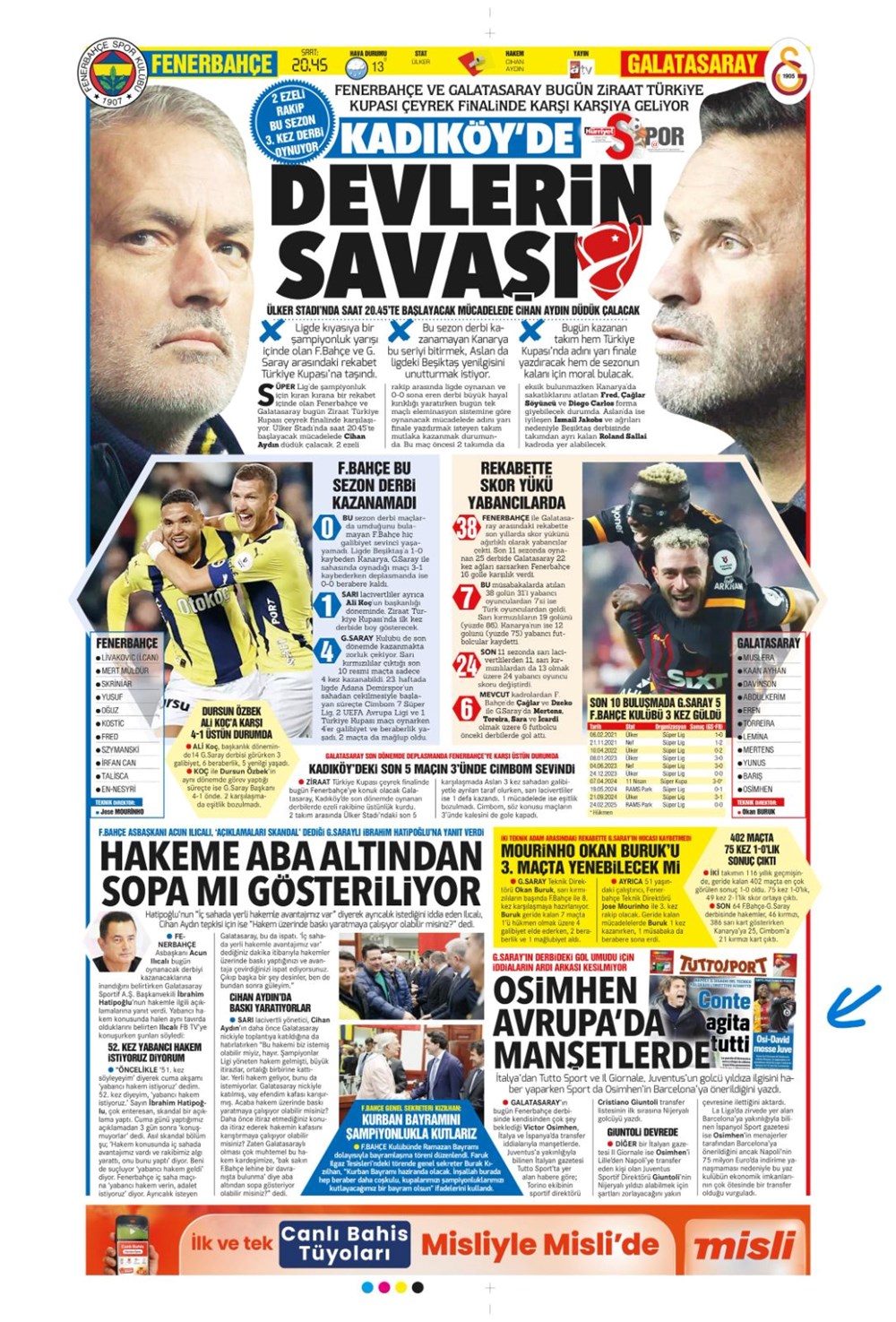 "Derbi bayramı" (2 Nisan 2025 spor manşetleri) - 16