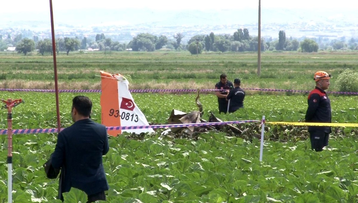 Kayseri'de eğitim uçağının düşme anı