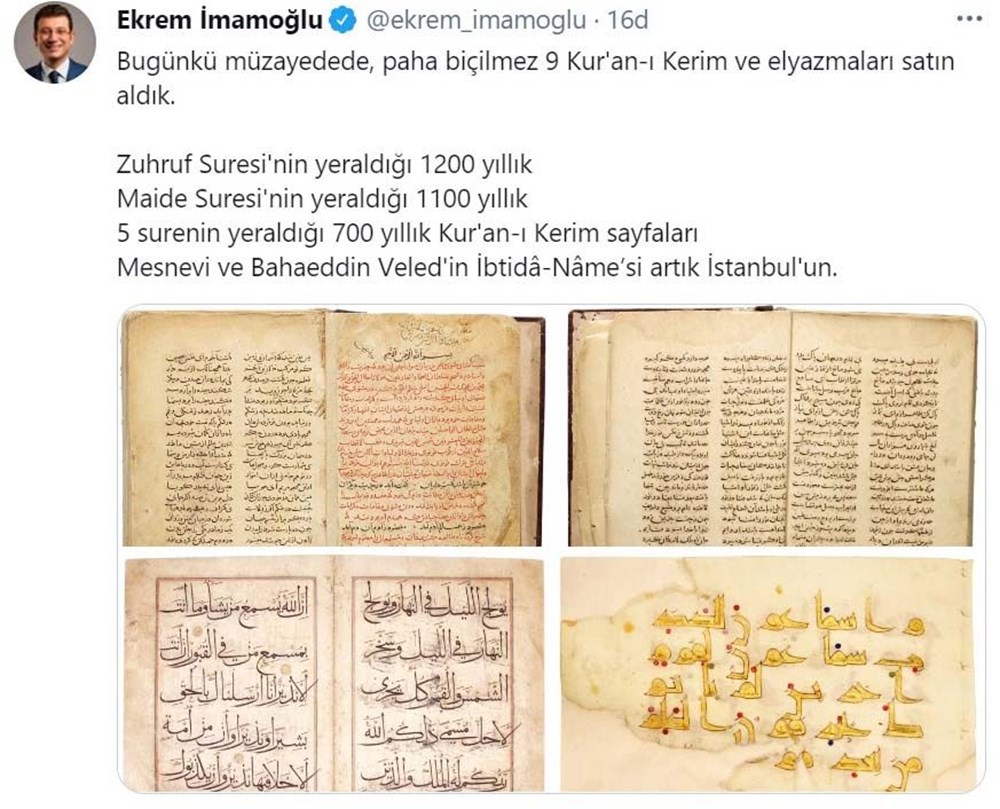 İBB İngiltere'deki müzayedede Kur’an-ı Kerim ile el yazmaları aldı - 2