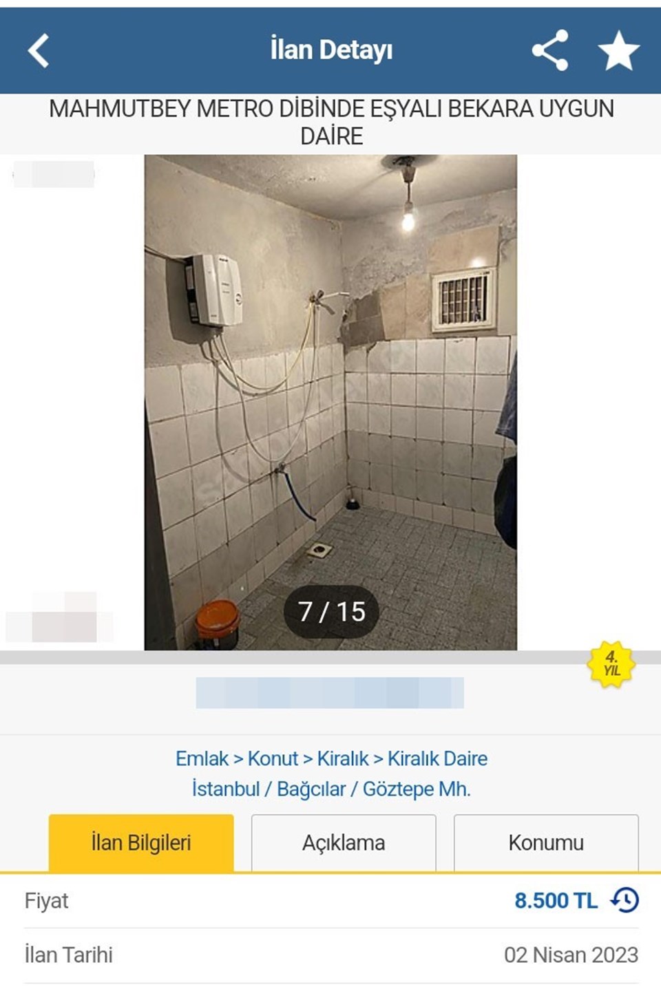 Bodrum kattaki harabe eve fahiş kira ile ilan - 1