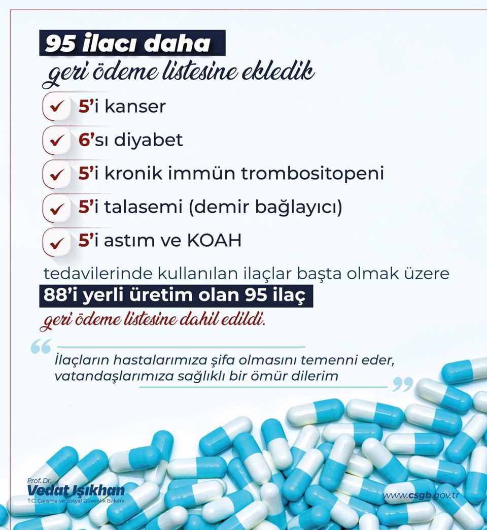 Bakan Işıkhan duyurdu: Geri ödeme listesine 95 ilaç alındı - 1