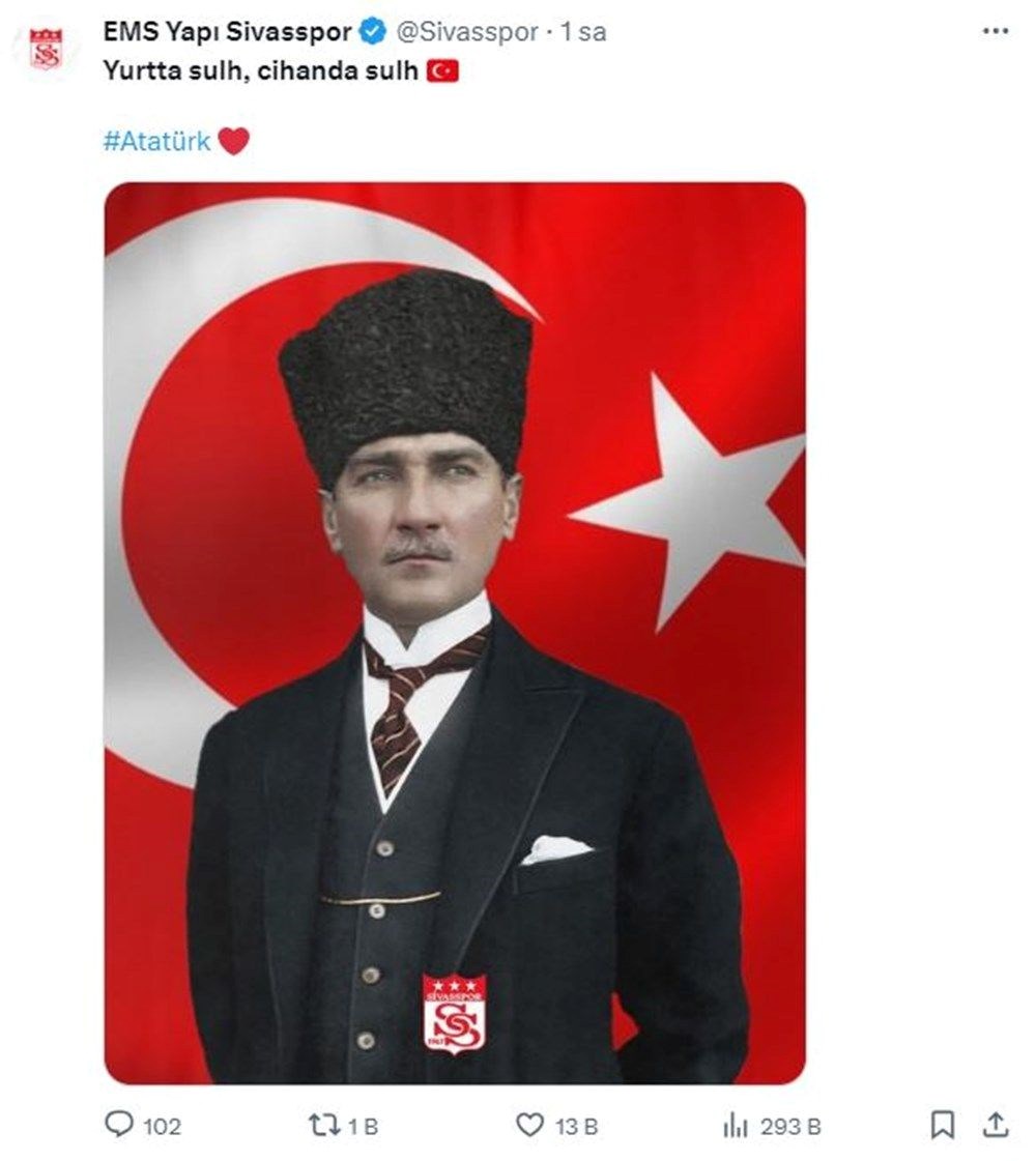 Süper Kupa'da kriz sonrası kulüplerden Atatürk paylaşımları - 6