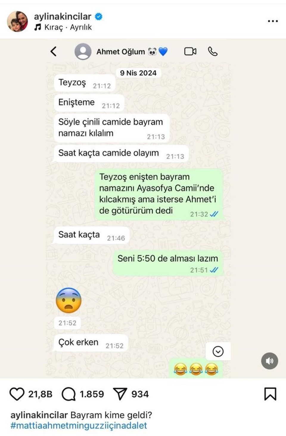 Mattia Ahmet Minguzzi’nin teyzesinden duygulandıran bayram paylaşımı - 1