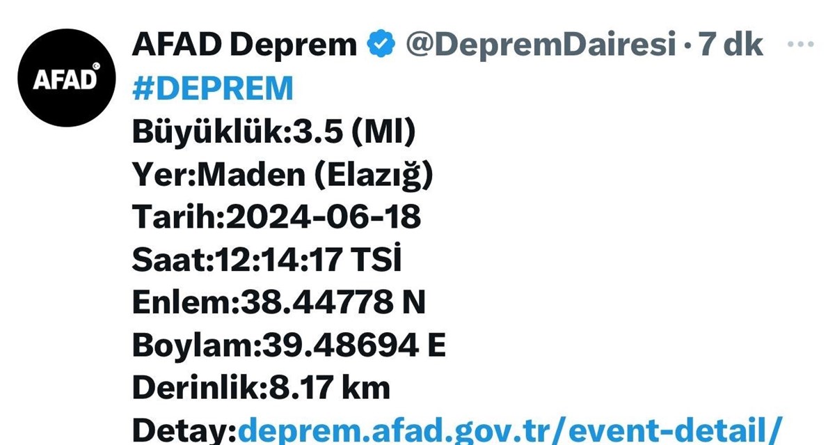 Elazığ'da deprem! AFAD depremin büyüklüğünü açıkladı