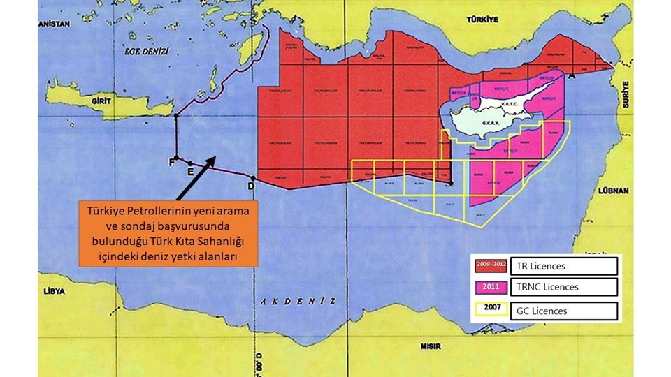 Dışişleri Bakanlığı, Doğu Akdeniz'de yeni ruhsat başvurusu yapılan sahaların yerini gösteren haritayı paylaştı - 1