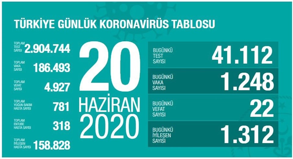 Türkiye'de corona virüsten son 24 saatte 22 can kaybı, bin 248 yeni vaka - 1