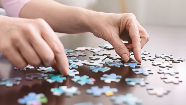 Evde yaşam puzzle ve kitaba yönlendirdi