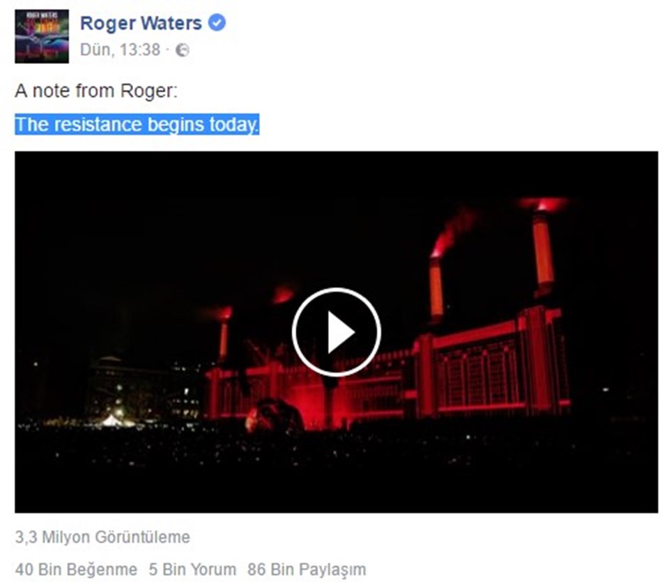 Roger Waters'tan Donald Trump mesajı - 1