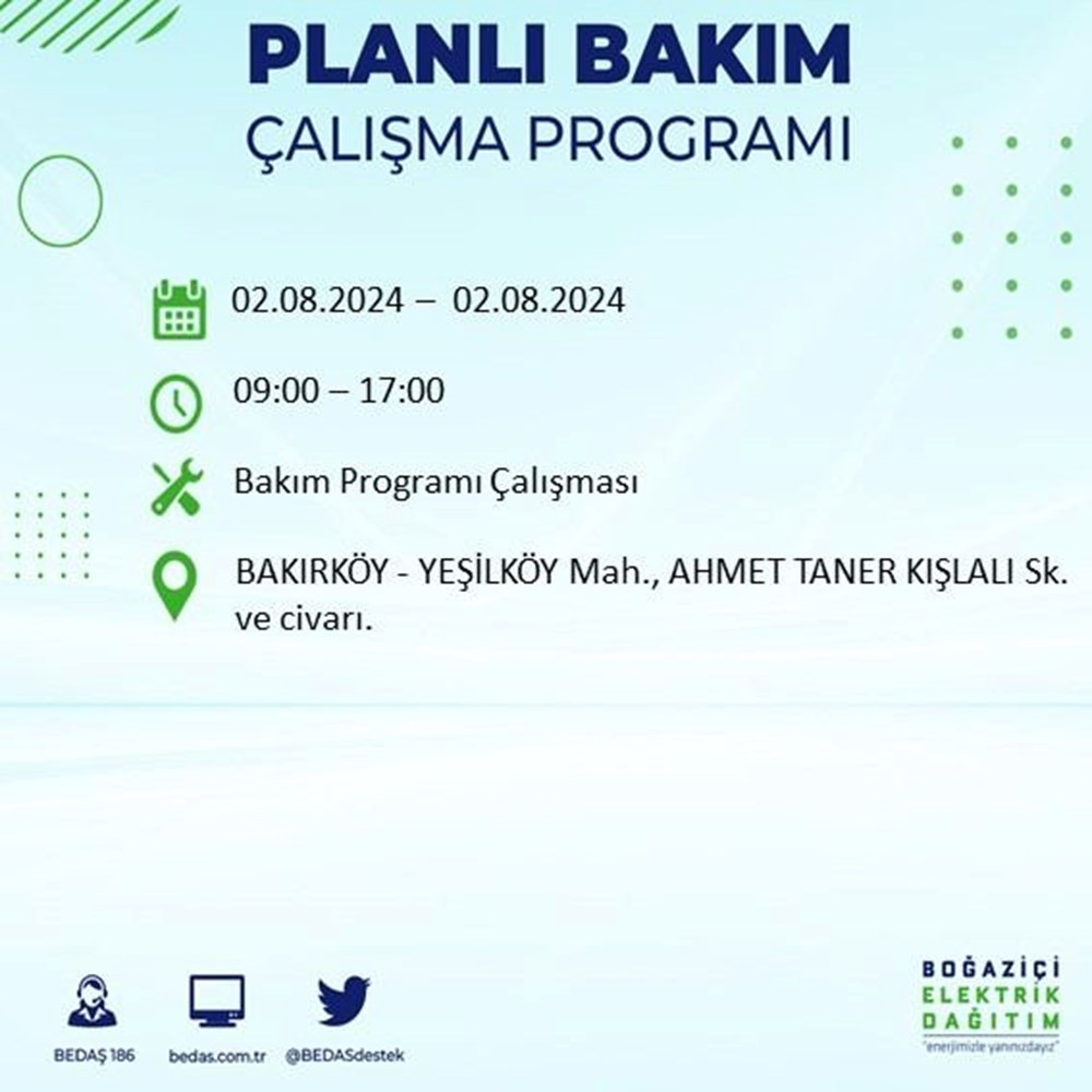 İstanbul'un 22 ilçesinde elektrik kesintisi: Elektrikler ne zaman gelecek? (2 Ağustos BEDAŞ kesinti programı) - 13