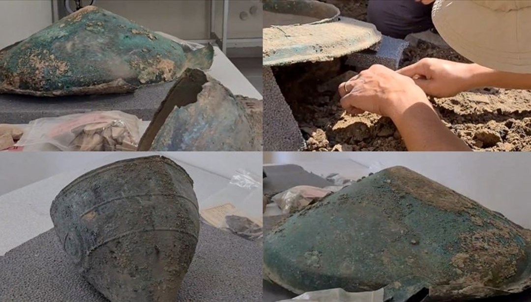 Urartuların "baştanrısı" Haldi'ye ithaf edilen 3 bronz kalkan ile bronz miğfer bulundu