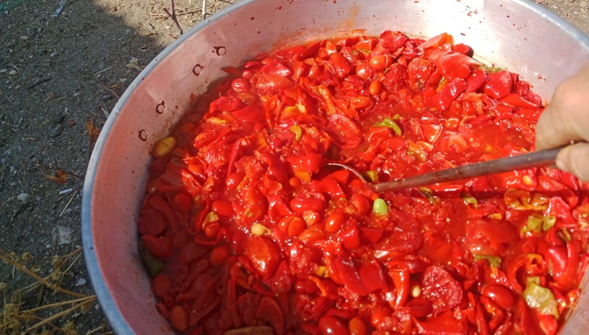 Kış mevsimi gelmeden kırsal kesimlerde salça yapımı başladı