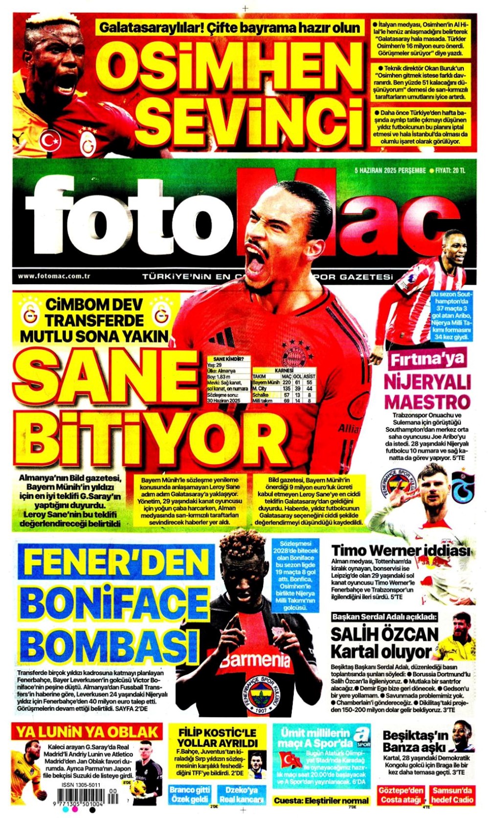 Transferin gündemi Sane (5 Haziran 2025 spor manşetleri) - 4