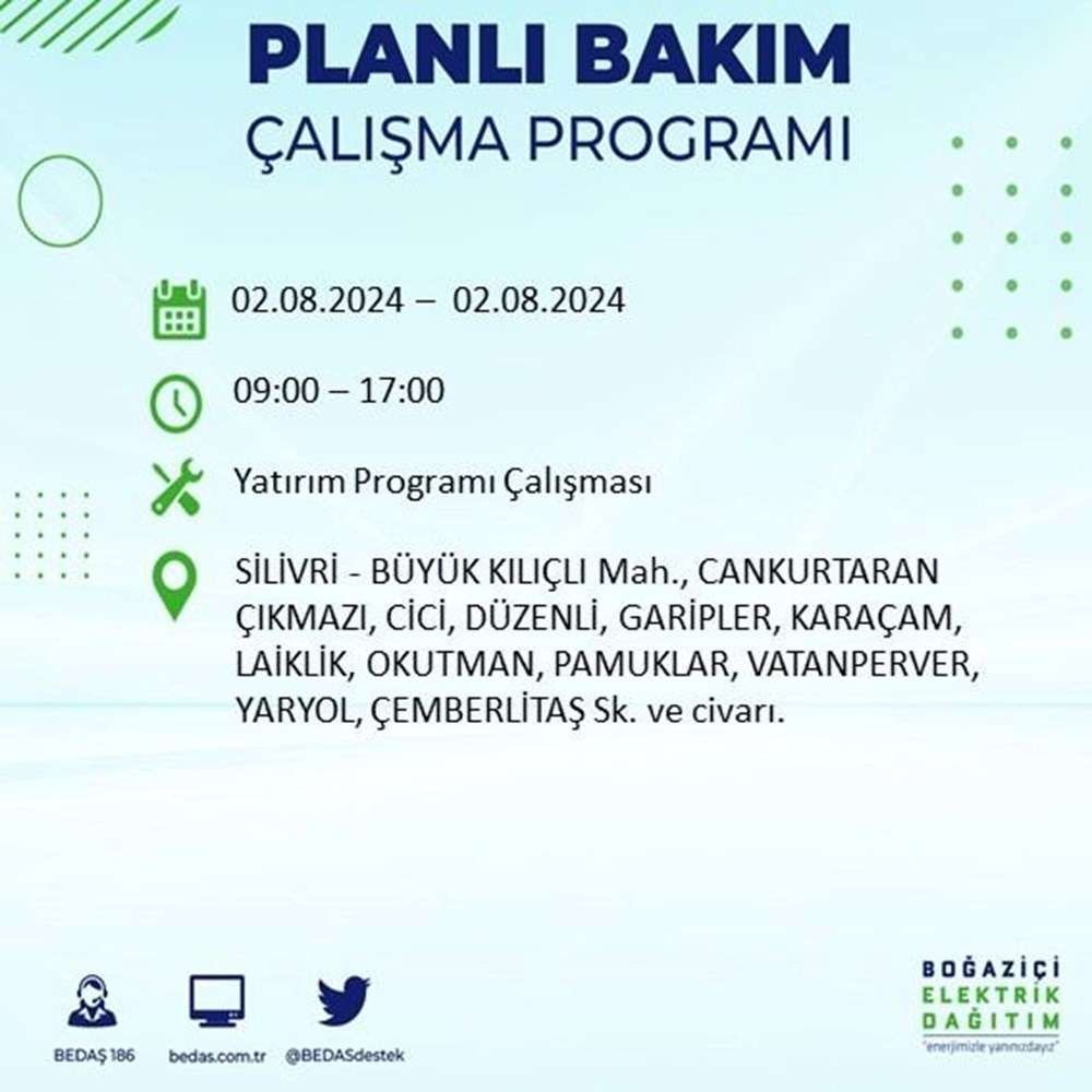 İstanbul'un 22 ilçesinde elektrik kesintisi: Elektrikler ne zaman gelecek? (2 Ağustos BEDAŞ kesinti programı) - 53