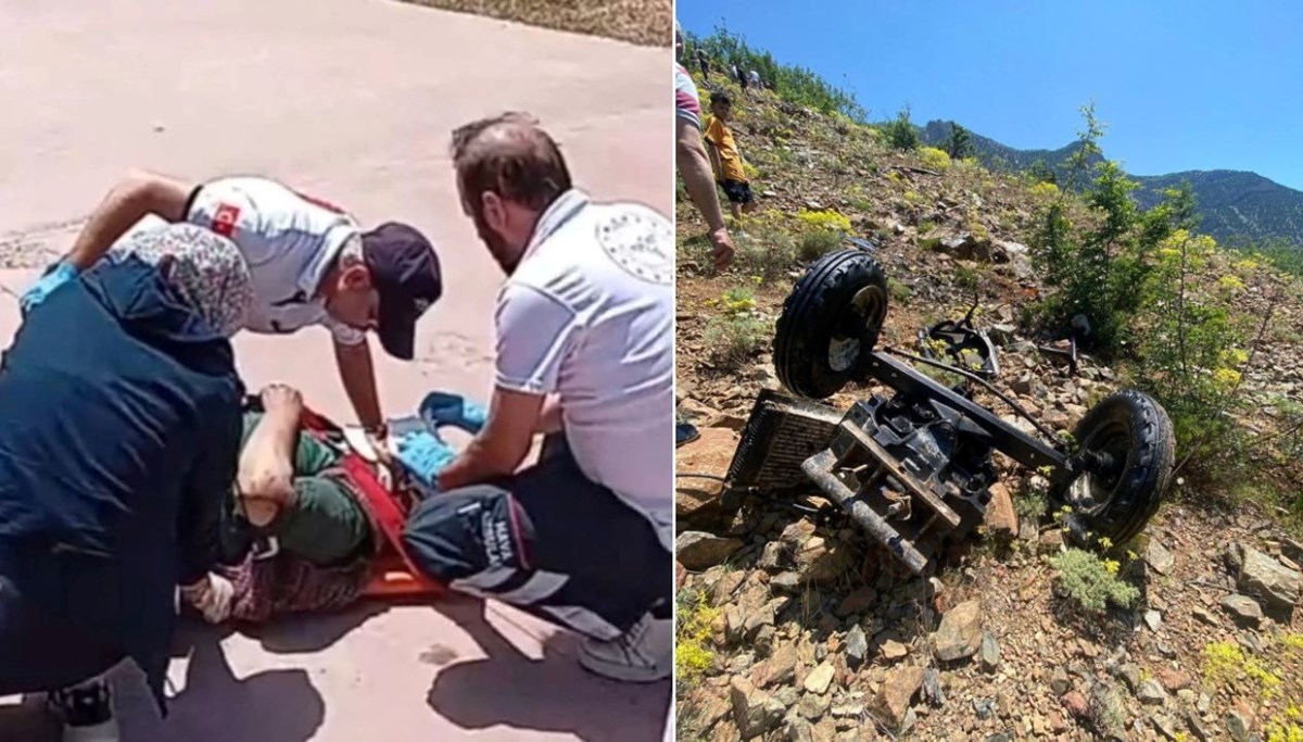 Traktör uçuruma yuvarlandı