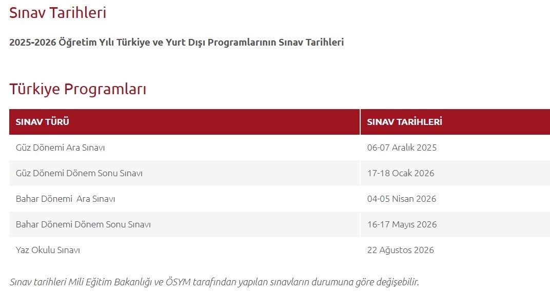 Anadolu Üniversitesi tarafından paylaşılan takvim