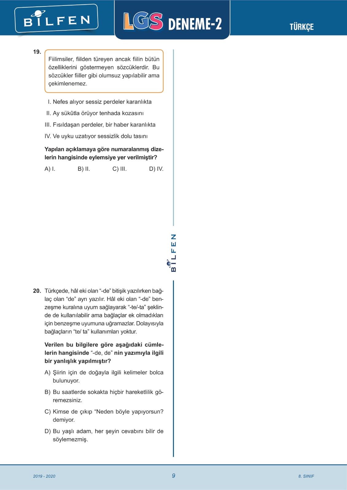 Bilfen Lgs Deneme Sinavi 2 Ntv