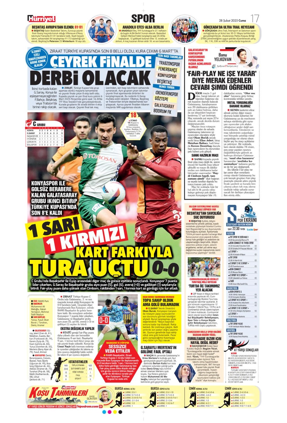 "Çeyrek finalde derbi var" (28 Şubat 2025 spor manşetleri) - 12