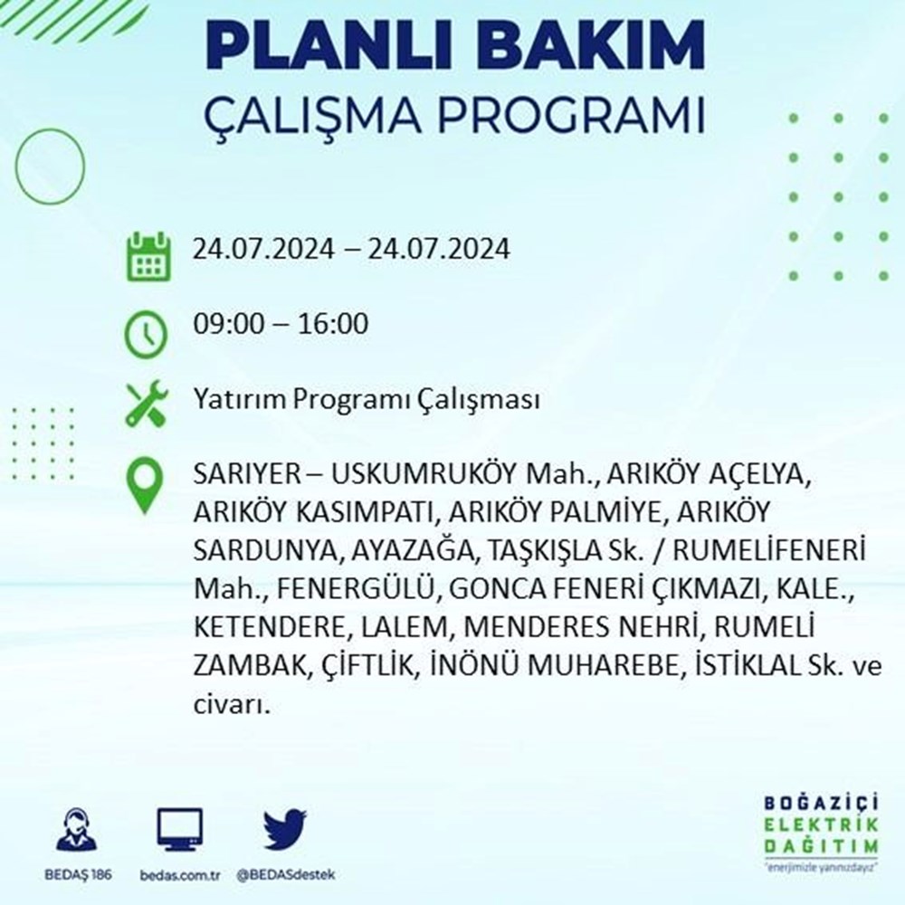 تركيا اليوم انقطاع التيار الكهربائي عن 18 منطقة بإسطنبول غداً الأربعاء.. تعرف عليها انقطاع التيار الكهربائي عن 18 منطقة بإسطنبول: متى تعود الكهرباء؟ (برنامج قطع BEDAŞ في 24 يوليو) - 33