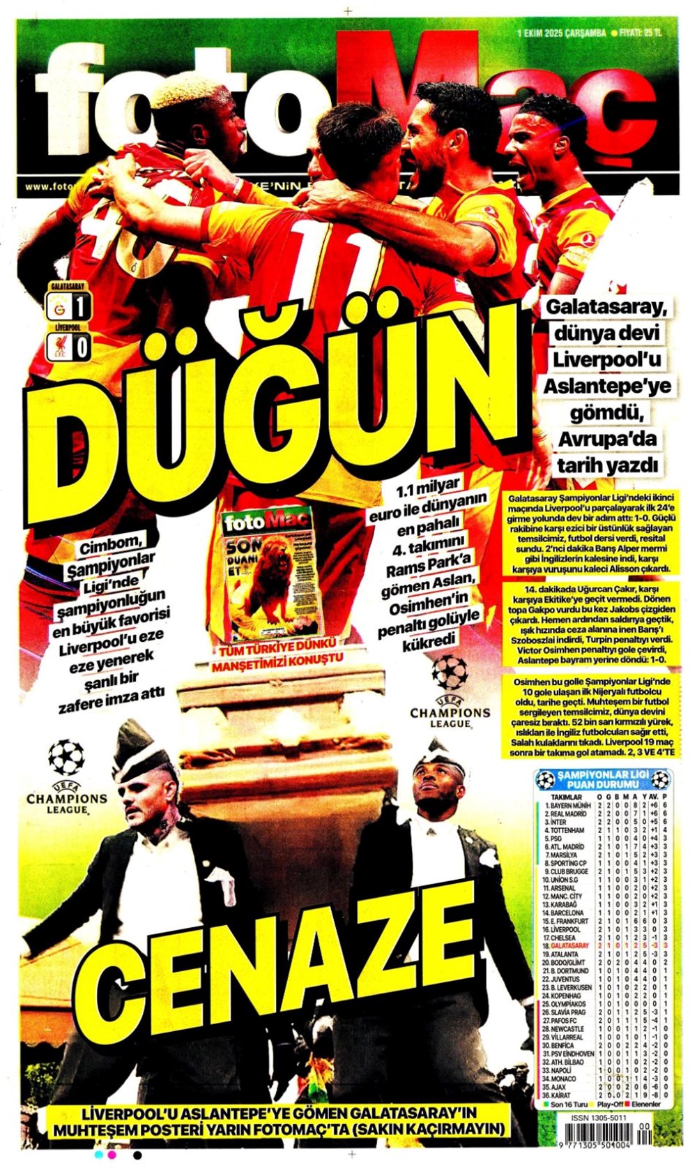 "Adı Aslan, işi destan" (1 Ekim 2025 spor manşetleri) - 4