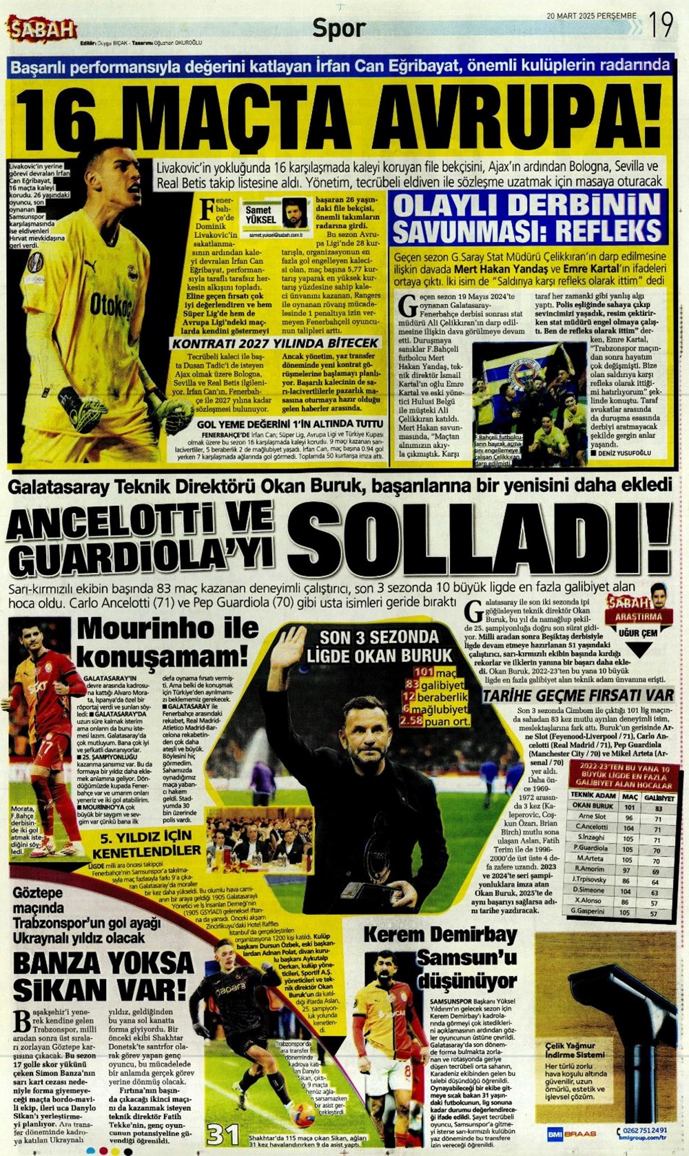 "Milliler avantaj peşinde" (20 Mart 2025 spor manşetleri) - 26