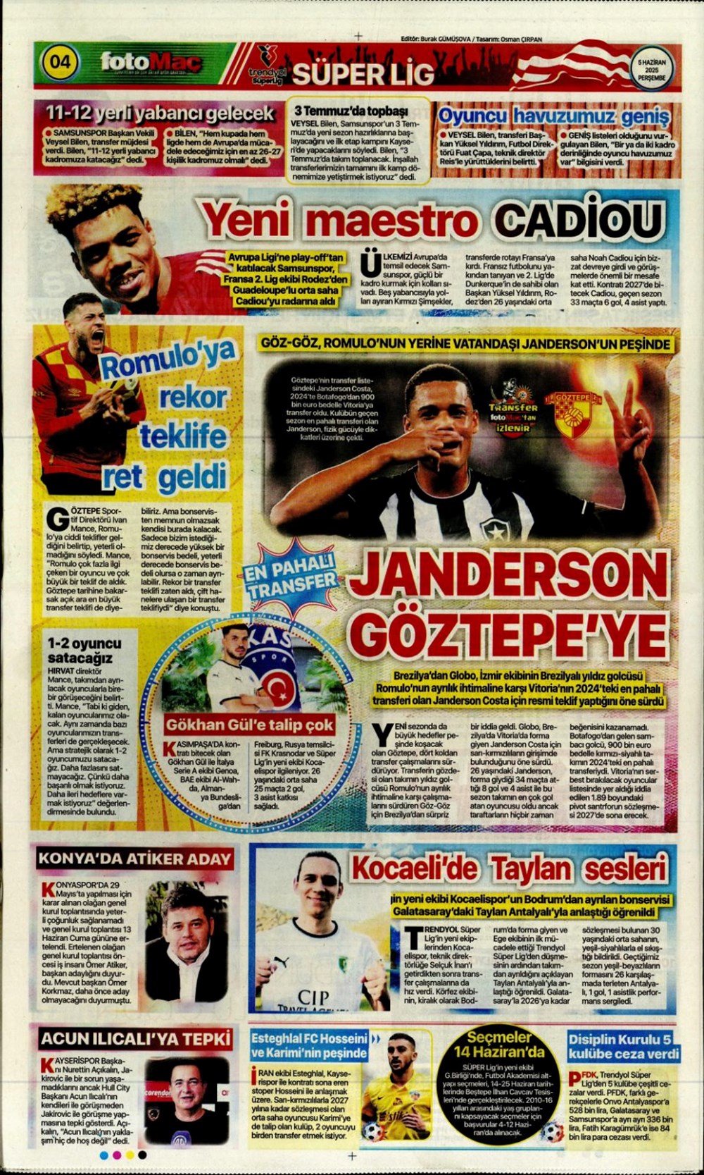 Transferin gündemi Sane (5 Haziran 2025 spor manşetleri) - 6