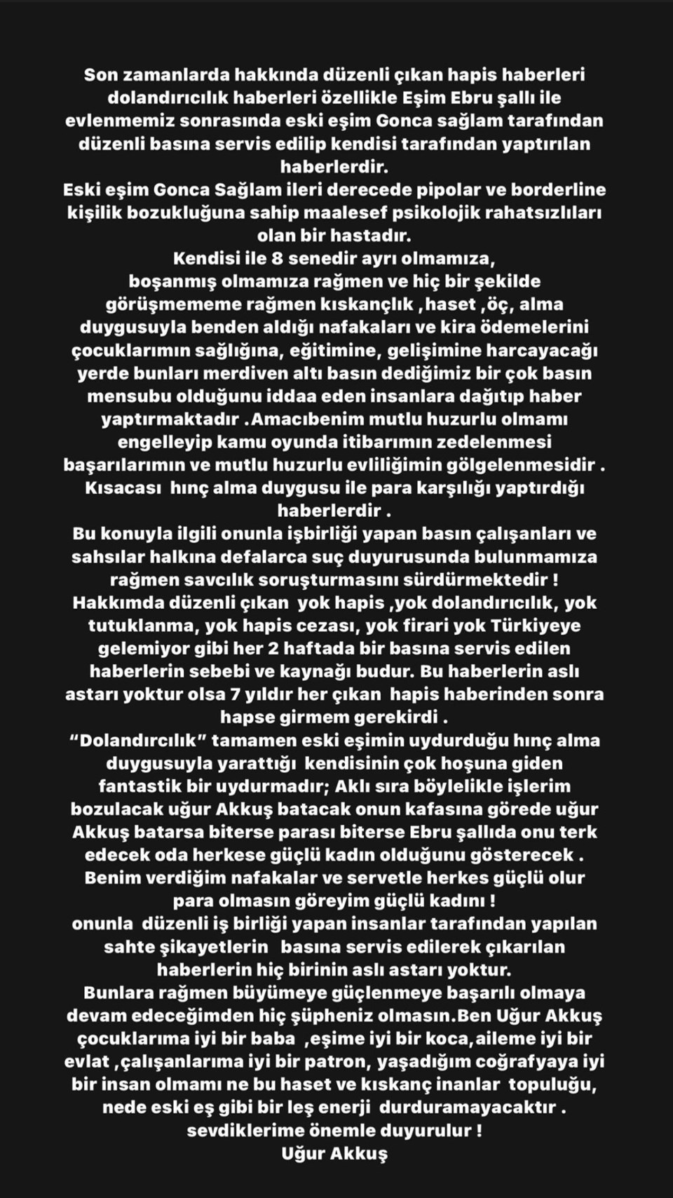 Ebru Şallı'nın eşi Uğur Akkuş'tan açıklama: Hakkımdaki haberlerin aslı astarı yoktur - 3