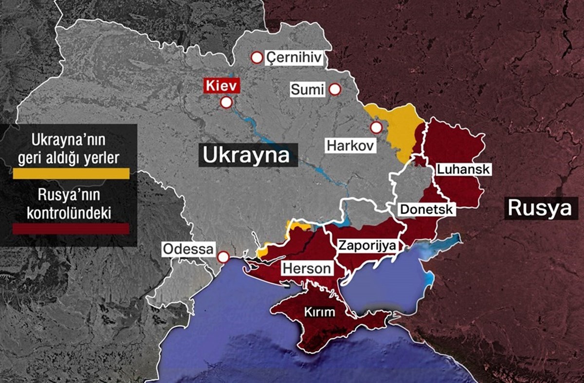 Rusya ve Ukrayna savaşında, iki ülkenin elinde olan topraklarda son durum.