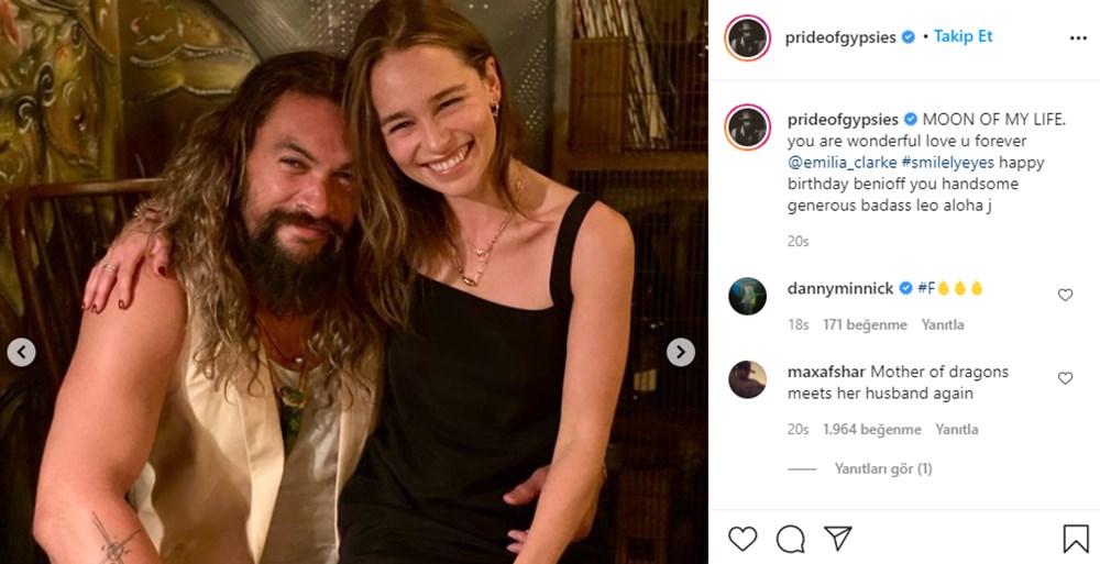 Game of Thrones'un yıldızları Jason Momoa ve Emilia Clarke yeniden bir arada - 2