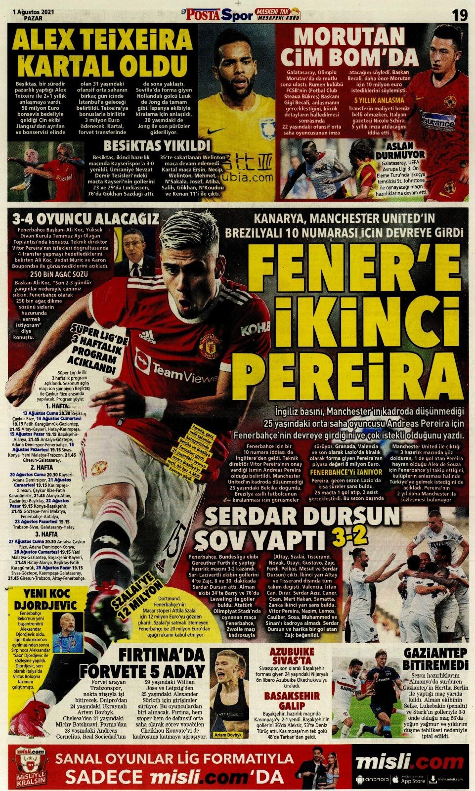 gunun spor mansetleri 1 agustos 2021 son dakika spor haberleri ntv haber